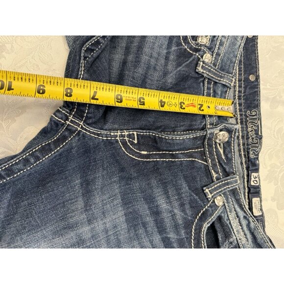 MISS ME Boot Cut Jeans Thick Stitch Western Bling Size 30x34 Zebra Print Stars - Picture 9 of 11